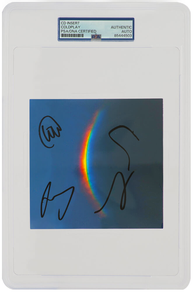 Coldplay Band Signed 'Moon Music' 5x5 CD Insert Card (4 - Signatures) - (PSA/DNA Encapsulated) - COLCUT500 - Coldplay Band Signed 'Moon Music' 5x5 CD Insert Card (4 - Signatures) - (PSA/DNA Encapsulated) product image