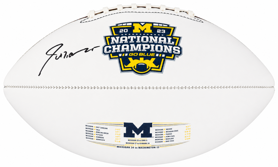 Junior Colson Signed Michigan Wolverines 2003 National Championship Logo White Football - COLFTB300 - Junior Colson Signed Michigan Wolverines 2003 National Championship Logo White Football product image