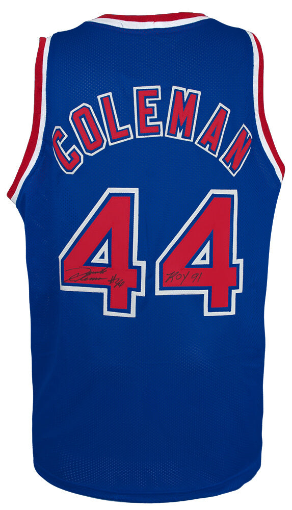 Derrick Coleman Signed Blue Custom Basketball Jersey w/ROY'91 - COLJRY201 - Derrick Coleman Signed Blue Custom Basketball Jersey w/ROY'91 product image