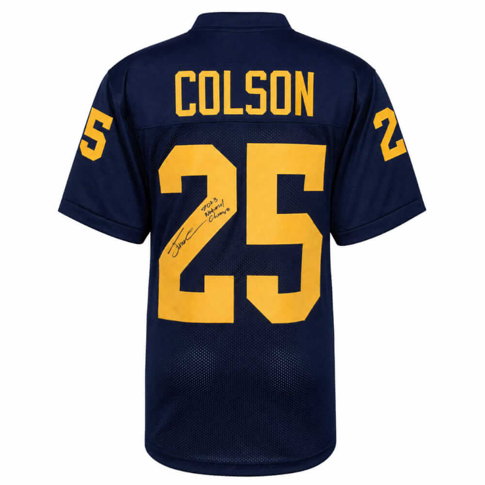 Junior Colson Signed Navy Custom College Football Jersey w/2023 Nat Champs - COLJRY301 - Junior Colson Signed Navy Custom College Football Jersey w/2023 Nat Champs product image