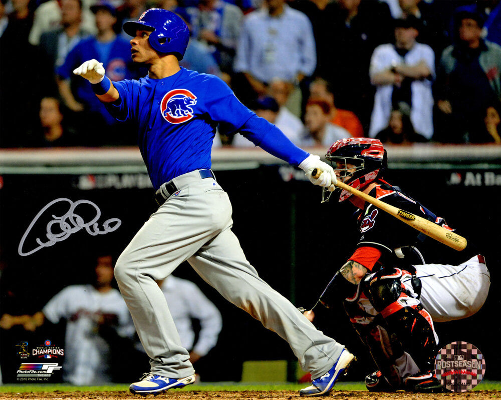Willson Contreras Signed Chicago Cubs 2016 World Series Swinging Action 8x10 Photo - CON08P110 - Willson Contreras Signed Chicago Cubs 2016 World Series Swinging Action 8x10 Photo product image