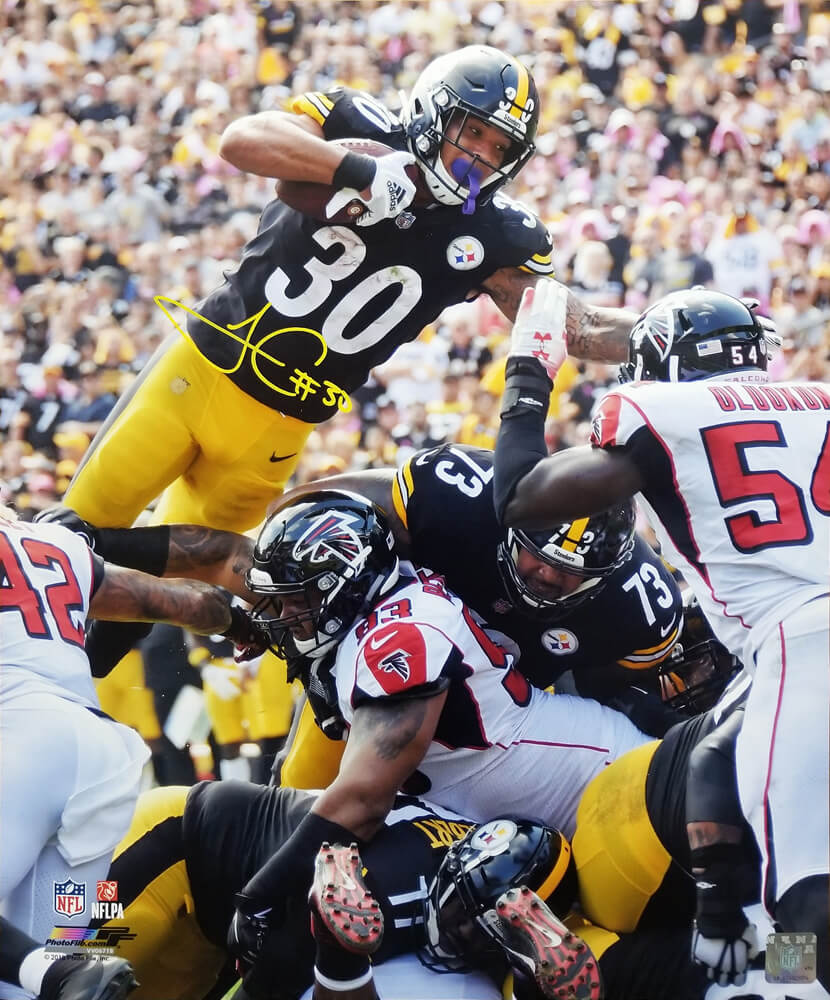 James Conner Signed Pittsburgh Steelers Scoring Touchdown Action 16x20 Photo - CON16P300 - James Conner Signed Pittsburgh Steelers Scoring Touchdown Action 16x20 Photo product image