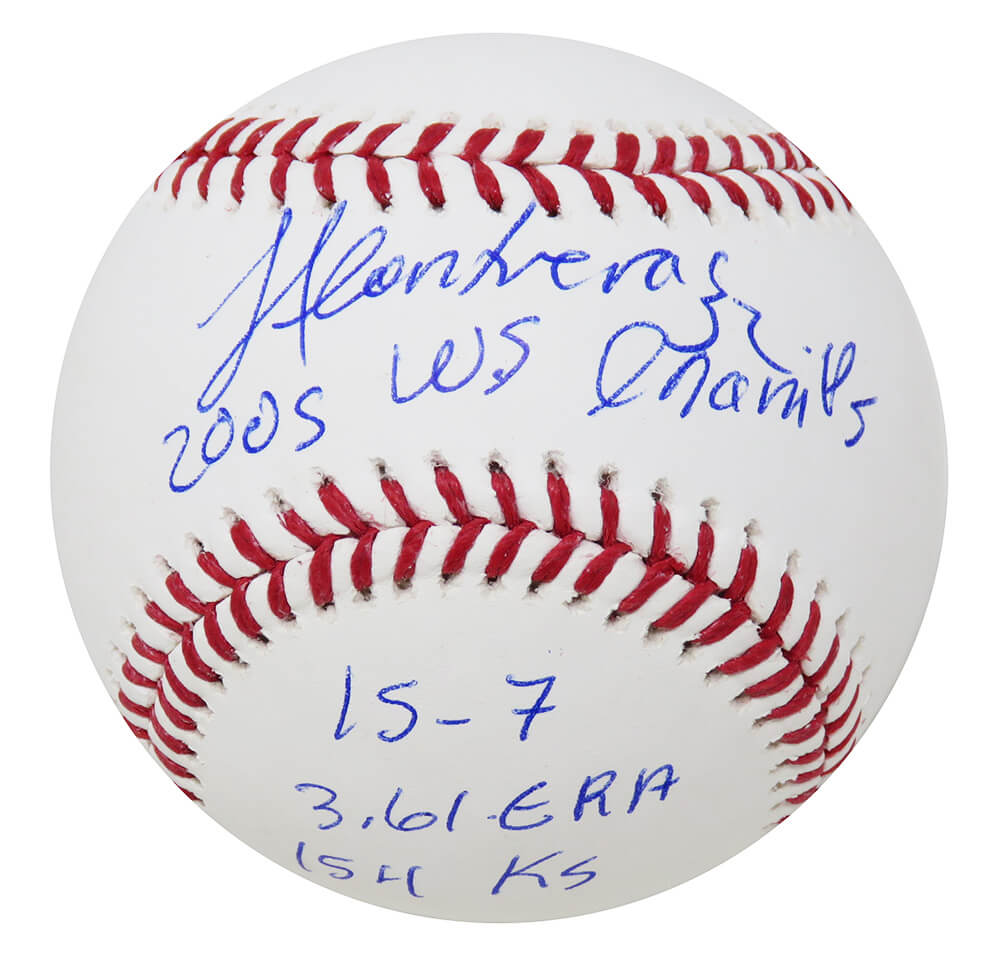 Jose Contreras Signed Rawlings Official MLB Baseball w/2005 WS Champs, 15-7, 3.61 ERA, 154 K's - CONBSB104 - Jose Contreras Signed Rawlings Official MLB Baseball w/2005 WS Champs, 15-7, 3.61 ERA, 154 K's product image