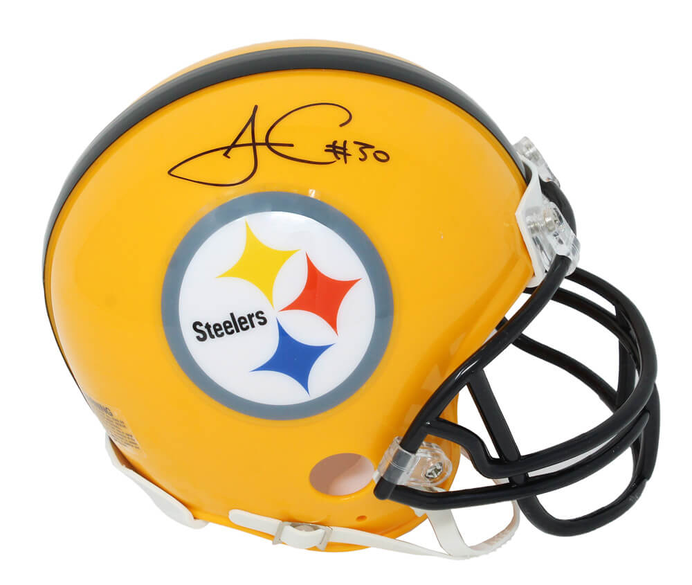 James Conner Signed Pittsburgh Steelers Gold 75th Anniversary Riddell Mini Helmet - CONMIN301 - James Conner Signed Pittsburgh Steelers Gold 75th Anniversary Riddell Mini Helmet product image