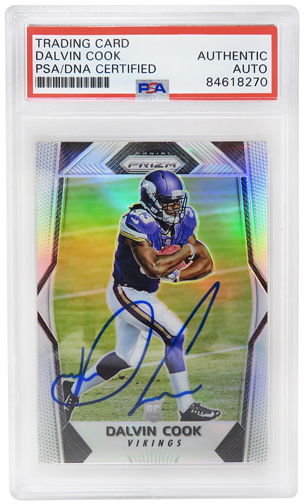 Dalvin Cook Signed Minnesota Vikings 2017 Panini Prizm Silver Football Rookie Card #231 (PSA Encapsulated) - COOCAR300 - Dalvin Cook Signed Minnesota Vikings 2017 Panini Prizm Silver Football Rookie Card #231 (PSA Encapsulated) product image