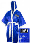 Gerry Cooney Signed Signed Title Blue Boxing Robe - COOROB500 - Gerry Cooney Signed Signed Title Blue Boxing Robe product image