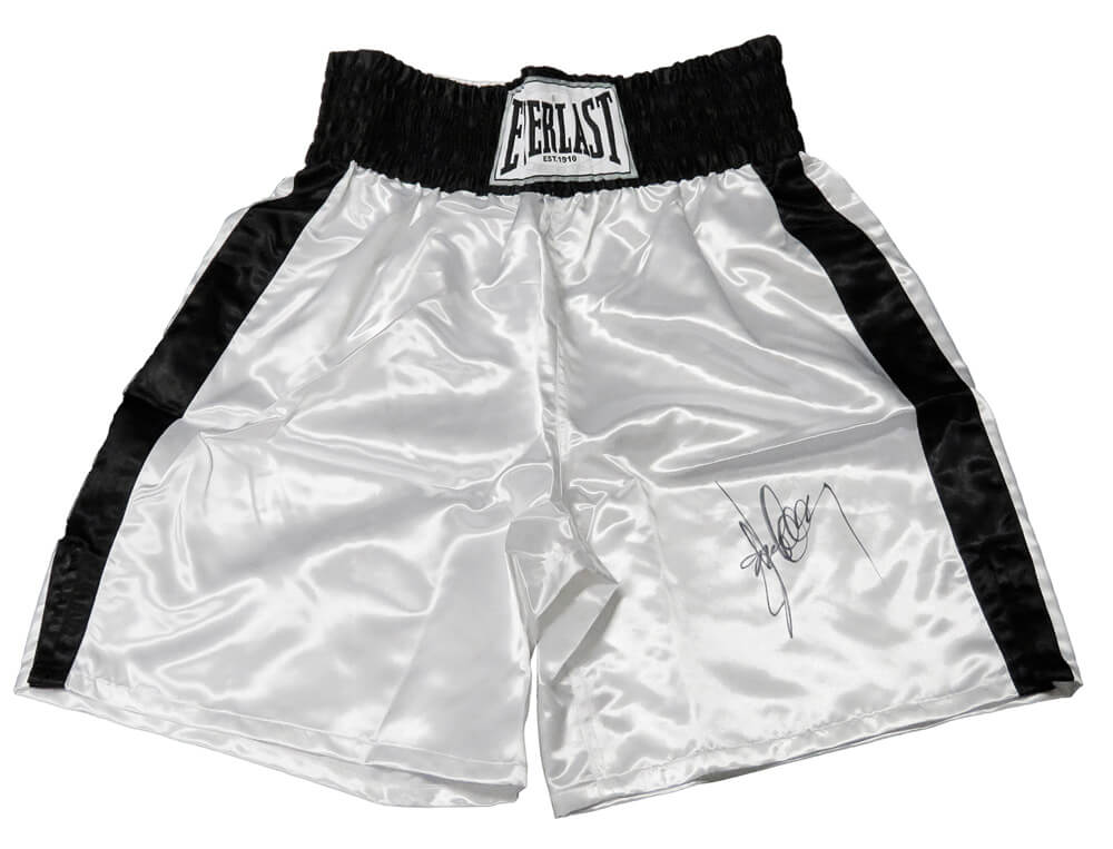 Gerry Cooney Signed Everlast White Boxing Trunks - COOTRU500 - Gerry Cooney Signed Everlast White Boxing Trunks product image