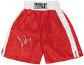 Gerry Cooney Signed Title Red & White Trim Boxing Trunks - COOTRU503 - Gerry Cooney Signed Title Red & White Trim Boxing Trunks product image