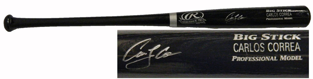 Carlos Correa Signed Rawlings Name Engraved Black Big Stick Bat - CORBAT100 - Carlos Correa Signed Rawlings Name Engraved Black Big Stick Bat product image