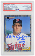 Marty Cordova Signed Minnesota Twins 1993 Bowman Rookie Baseball Card #345 w/95 AL ROY - (PSA/DNA Encapsulated) - CORCAR101 - Marty Cordova Signed Minnesota Twins 1993 Bowman Rookie Baseball Card #345 w/95 AL ROY - (PSA/DNA Encapsulated) product image