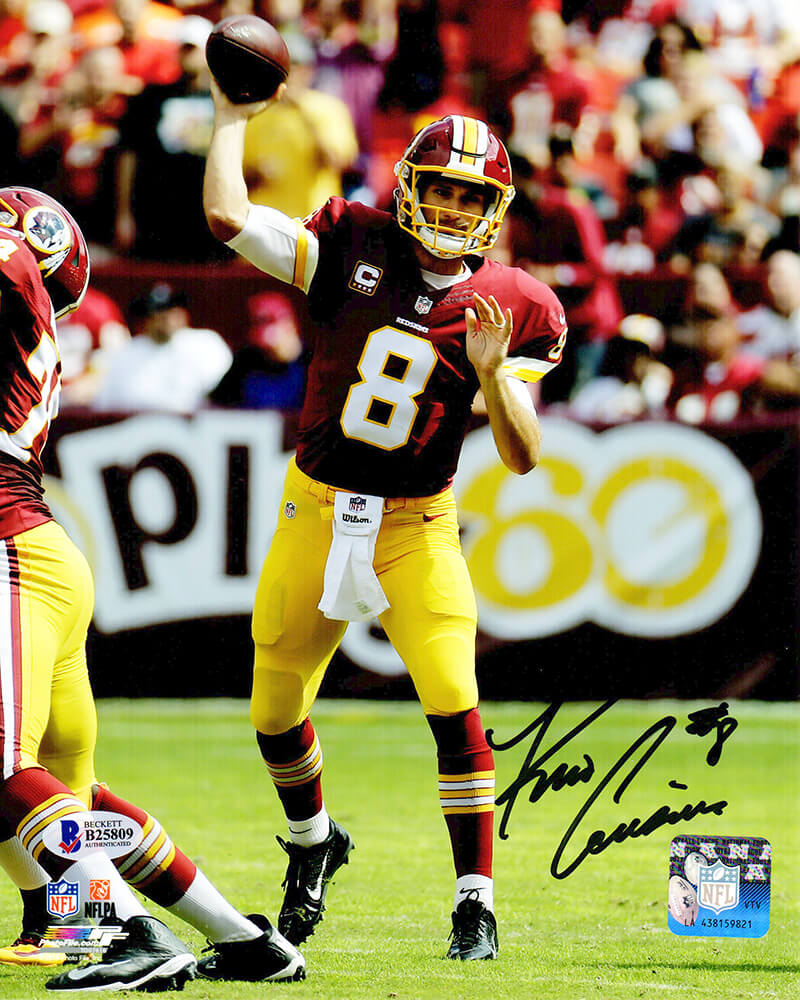 Kirk Cousins Signed Washington Redskins Passing Action 8x10 Photo (Beckett) - COU08P301 - Kirk Cousins Signed Washington Redskins Passing Action 8x10 Photo (Beckett) product image