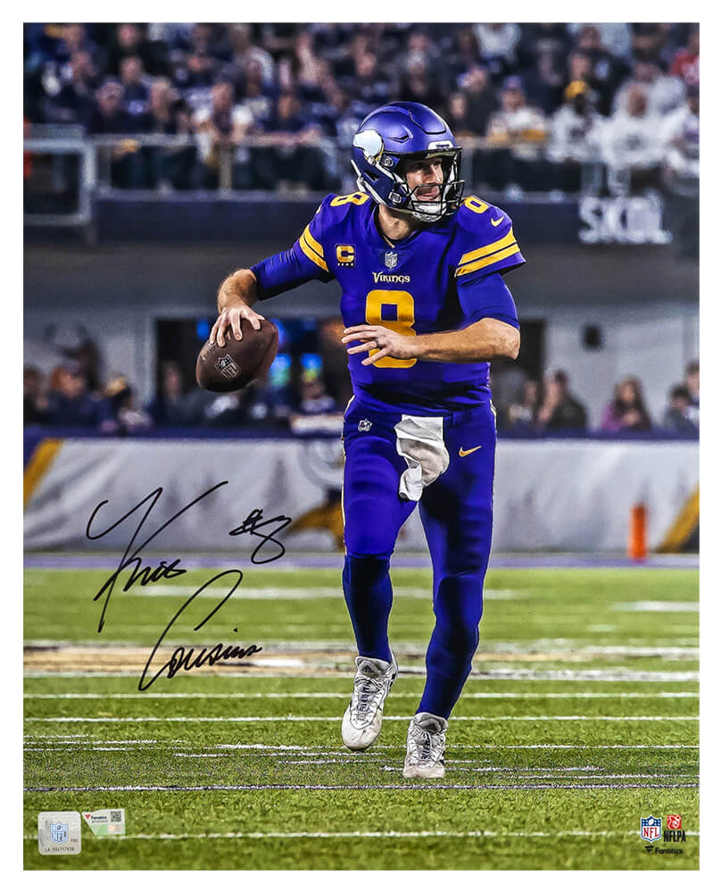 Kirk Cousins Signed Minnesota Vikings Purple Jersey Scramble Action 16x20 Photo - (Fanatics) - COU16P300 - Kirk Cousins Signed Minnesota Vikings Purple Jersey Scramble Action 16x20 Photo - (Fanatics) product image