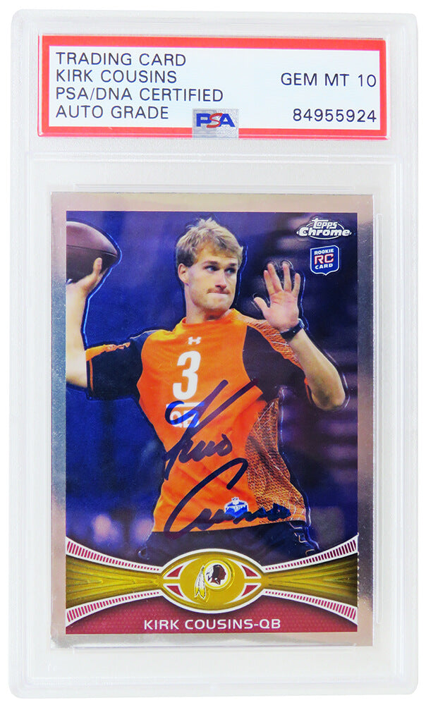 Kirk Cousins Signed 2012 Topps Chrome Rookie Football Trading Card #146 - (PSA/DNA / Auto Grade 10) - COUCAR301 - Kirk Cousins Signed 2012 Topps Chrome Rookie Football Trading Card #146 - (PSA/DNA / Auto Grade 10) product image