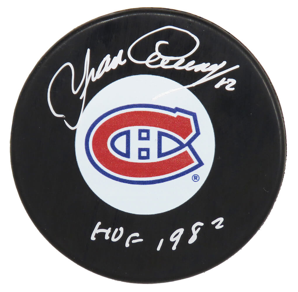 Yvan Cournoyer Signed Montreal Canadiens Hockey Puck w/HOF 1982 - COUPUC400 - Yvan Cournoyer Signed Montreal Canadiens Hockey Puck w/HOF 1982 product image