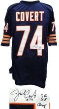 Jim Covert Signed Navy Custom Football Jersey w/SB XX Champs - COVJRY300 - Jim Covert Signed Navy Custom Football Jersey w/SB XX Champs product image