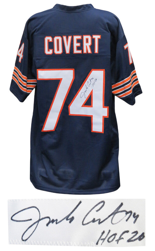 Jim Covert Signed Navy Custom Football Jersey w/HOF'20 - COVJRY301 - Jim Covert Signed Navy Custom Football Jersey w/HOF'20 product image