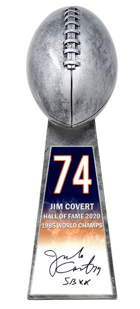 Jim Covert Signed Football World Champion 15 Inch Replica Silver Trophy w/SB XX - COVTRO300 - Jim Covert Signed Football World Champion 15 Inch Replica Silver Trophy w/SB XX product image