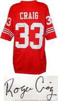 Roger Craig Signed Red Throwback Custom Football Jersey - CRAJRY310 - Roger Craig Signed Red Throwback Custom Football Jersey product image