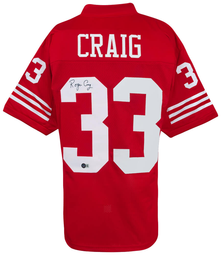 Roger Craig Signed Red Custom Football Jersey - (Beckett) - CRAJRY311 - Roger Craig Signed Red Custom Football Jersey - (Beckett) product image