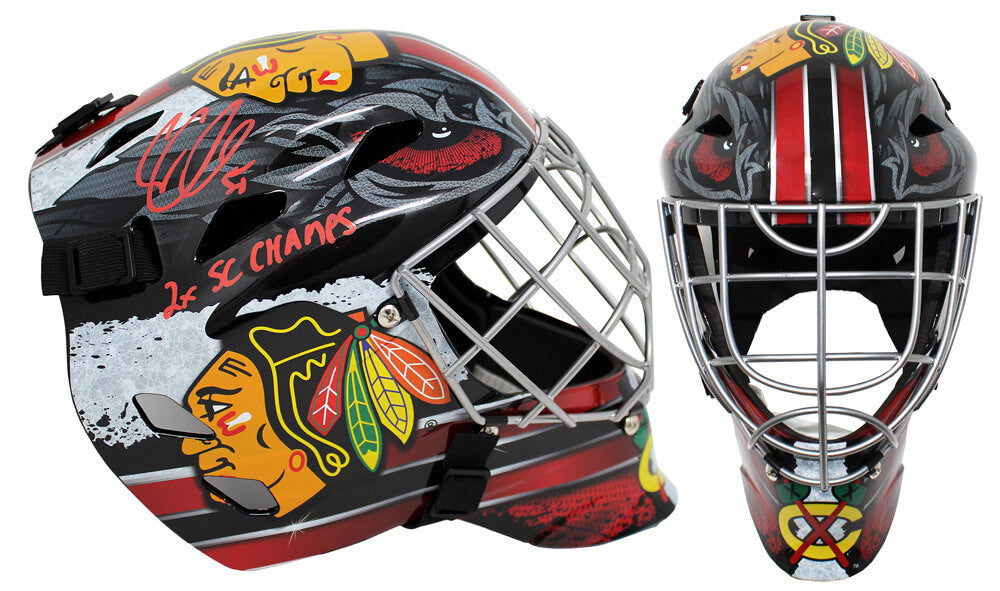 Corey Crawford Signed Chicago Blackhawks Full Size Hockey Goalie Mask w/2x SC Champs - CRAMAS404 - Corey Crawford Signed Chicago Blackhawks Full Size Hockey Goalie Mask w/2x SC Champs product image