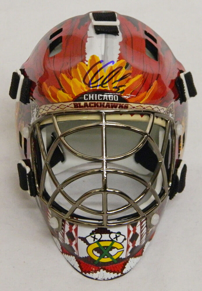 Corey Crawford Signed Blackhawks Mini Goalie Mask - CRAMIN400 - Corey Crawford Signed Blackhawks Mini Goalie Mask product image