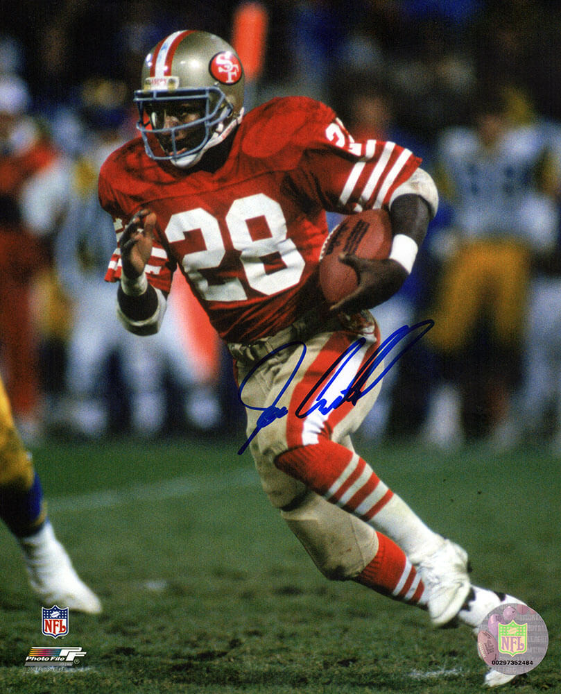Joe Cribbs Signed San Francisco 49ers Red Jersey Action 8x10 Photo - CRI08P302 - Joe Cribbs Signed San Francisco 49ers Red Jersey Action 8x10 Photo product image