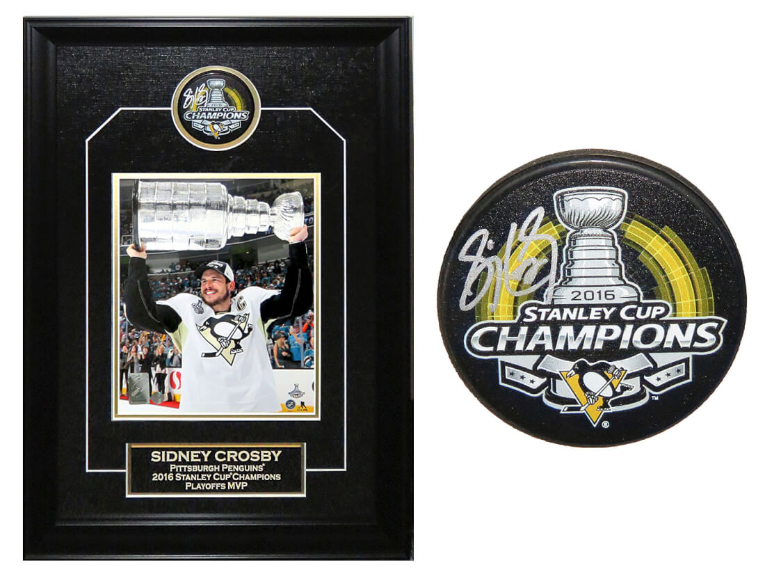 Sidney Crosby Signed & Shadowbox Framed Pittsburgh Penguins 2016 Stanley Cup Champions Logo Hockey Puck With 8x10 Photo - CROFRA400 - Sidney Crosby Signed & Shadowbox Framed Pittsburgh Penguins 2016 Stanley Cup Champions Logo Hockey Puck With 8x10 Photo product image
