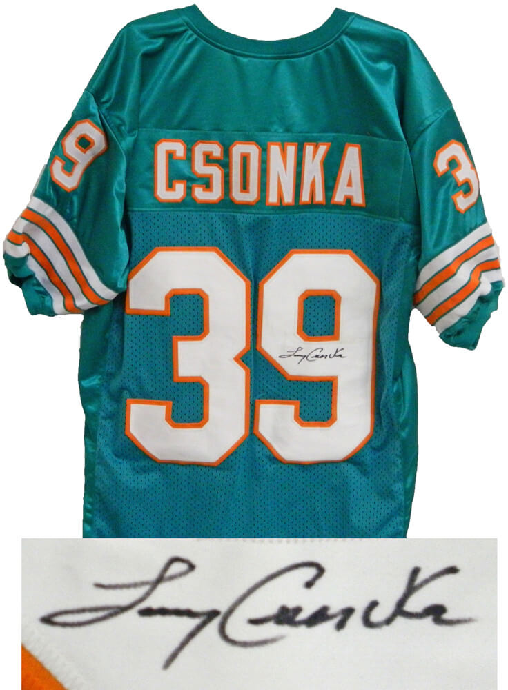Larry Csonka Signed Teal Throwback Custom Jersey - CSOJRY300 - Larry Csonka Signed Teal Throwback Custom Jersey product image