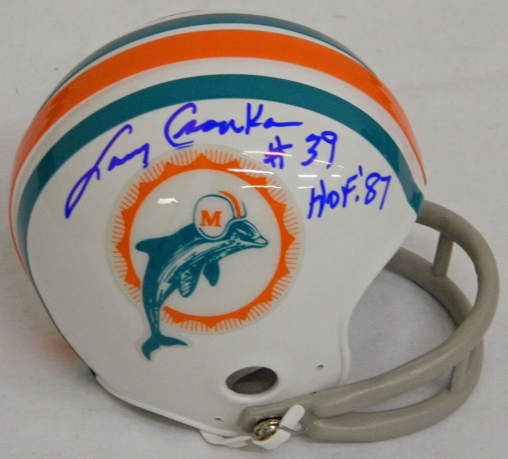 Larry Csonka Signed Dolphins Throwback Mini Helmet w/HOF'87 - CSOMIN301 - Larry Csonka Signed Dolphins Throwback Mini Helmet w/HOF'87 product image