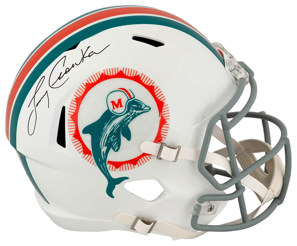 Larry Csonka Signed Miami Dolphins 1972 Style T/B Riddell Full Size Speed Replica Helmet - CSOREP300 - Larry Csonka Signed Miami Dolphins 1972 Style T/B Riddell Full Size Speed Replica Helmet product image