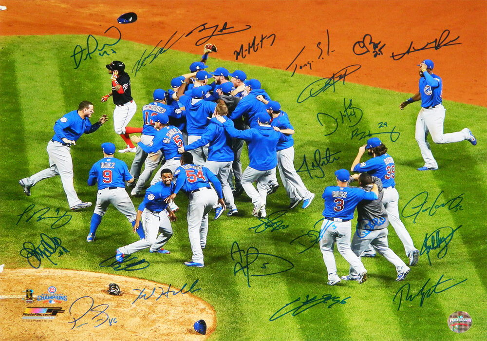 2016 Chicago Cubs Team Signed Chicago Cubs 2016 World Series Celebration 16x20 Photo (24 Sigs) - CUB16P169 - 2016 Chicago Cubs Team Signed Chicago Cubs 2016 World Series Celebration 16x20 Photo (24 Sigs) product image