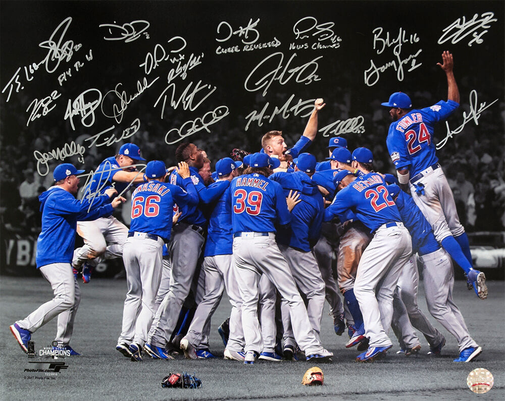 2016 Chicago Cubs Team Signed Chicago Cubs 2016 World Series Celebration Spotlight 16x20 Photo (22 Sigs) - CUB16P180 - 2016 Chicago Cubs Team Signed Chicago Cubs 2016 World Series Celebration Spotlight 16x20 Photo (22 Sigs) product image