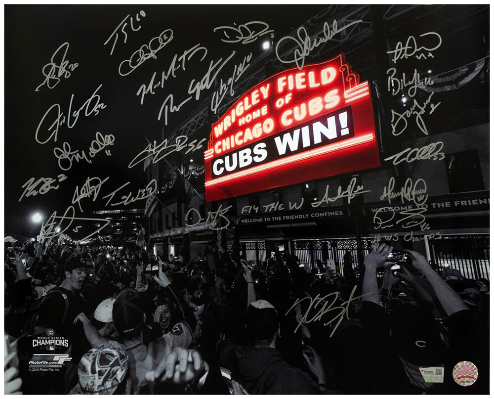2016 Chicago Cubs Team Signed 2016 World Series Wrigley Field Marquee Spotlight 16x20 Photo (24 Sigs) - CUB16P184 - 2016 Chicago Cubs Team Signed 2016 World Series Wrigley Field Marquee Spotlight 16x20 Photo (24 Sigs) product image