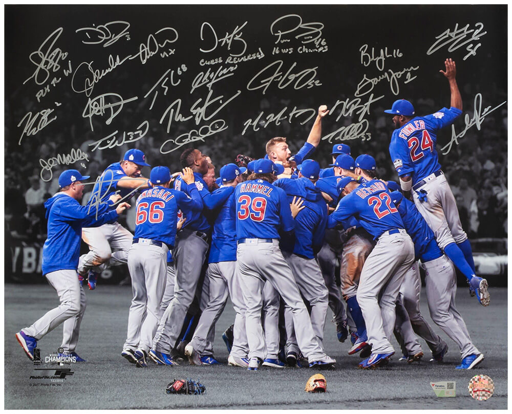 2016 Chicago Cubs Team Signed Chicago Cubs 2016 World Series Celebration Spotlight 16x20 Photo (23 Sigs) - CUB16P186 - 2016 Chicago Cubs Team Signed Chicago Cubs 2016 World Series Celebration Spotlight 16x20 Photo (23 Sigs) product image