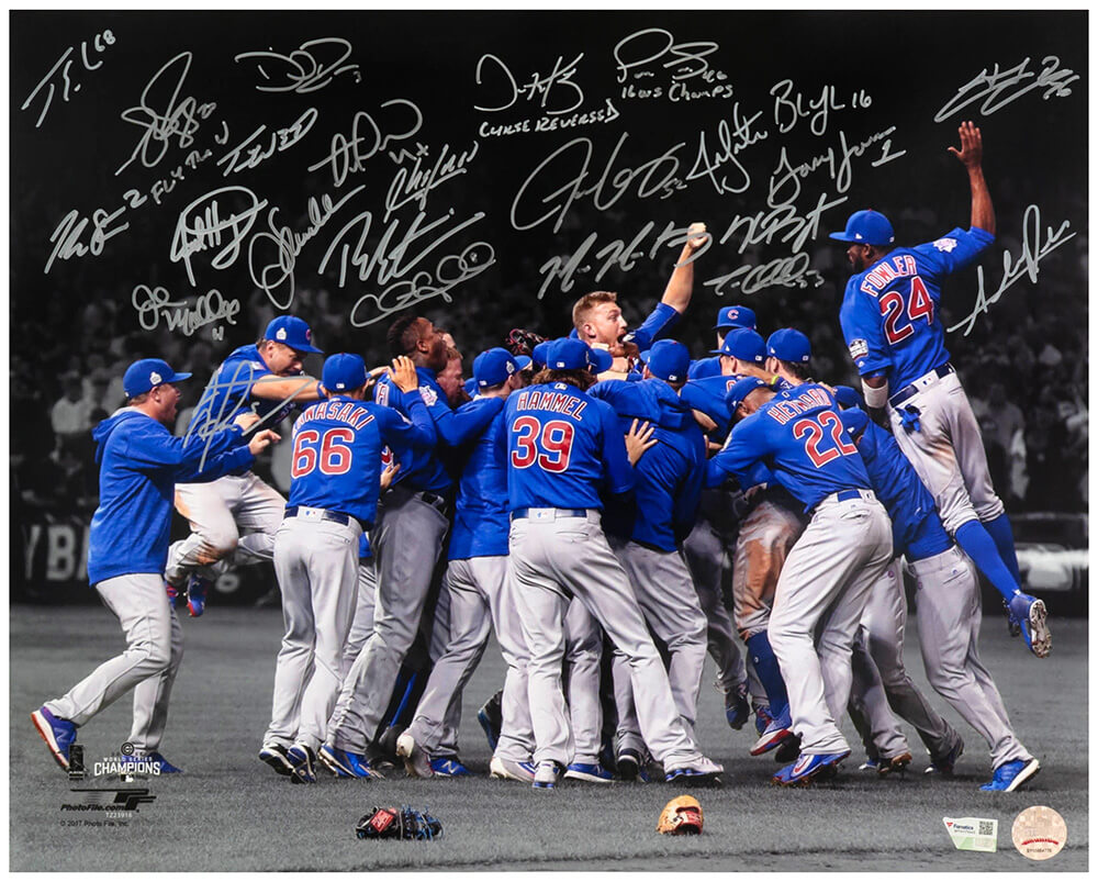 2016 Chicago Cubs Team Signed Chicago Cubs 2016 World Series Celebration Spotlight 16x20 Photo (24 Sigs) - CUB16P190 - 2016 Chicago Cubs Team Signed Chicago Cubs 2016 World Series Celebration Spotlight 16x20 Photo (24 Sigs) product image