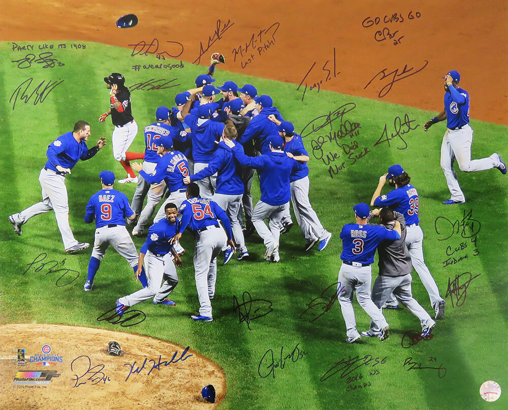 2016 Chicago Cubs Team Signed Chicago Cubs 2016 World Series Celebration 20x24 Photo w/7 Inscriptions (24 Sigs) - CUB20P107 - 2016 Chicago Cubs Team Signed Chicago Cubs 2016 World Series Celebration 20x24 Photo w/7 Inscriptions (24 Sigs) product image