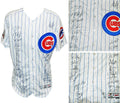 2016 Chicago Cubs Team Signed Chicago Cubs White Pinstripe Majestic Authentic Jersey w/2016 WS Patch (24 Sigs) - CUBJRY117 - 2016 Chicago Cubs Team Signed Chicago Cubs White Pinstripe Majestic Authentic Jersey w/2016 WS Patch (24 Sigs) product image