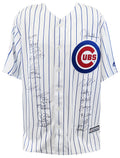 2016 Chicago Cubs Team Signed Chicago Cubs Joe Maddon 2016 WS Patch White Pinstripe Majestic Jersey (19 Sigs) - CUBJRY128 - 2016 Chicago Cubs Team Signed Chicago Cubs Joe Maddon 2016 WS Patch White Pinstripe Majestic Jersey (19 Sigs) product image