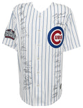 2016 Chicago Cubs Team Signed Cubs Joe Maddon 2016 WS Patch White Pinstripe Majestic Jersey w/WS MVP (26 Sigs) - CUBJRY132 - 2016 Chicago Cubs Team Signed Cubs Joe Maddon 2016 WS Patch White Pinstripe Majestic Jersey w/WS MVP (26 Sigs) product image