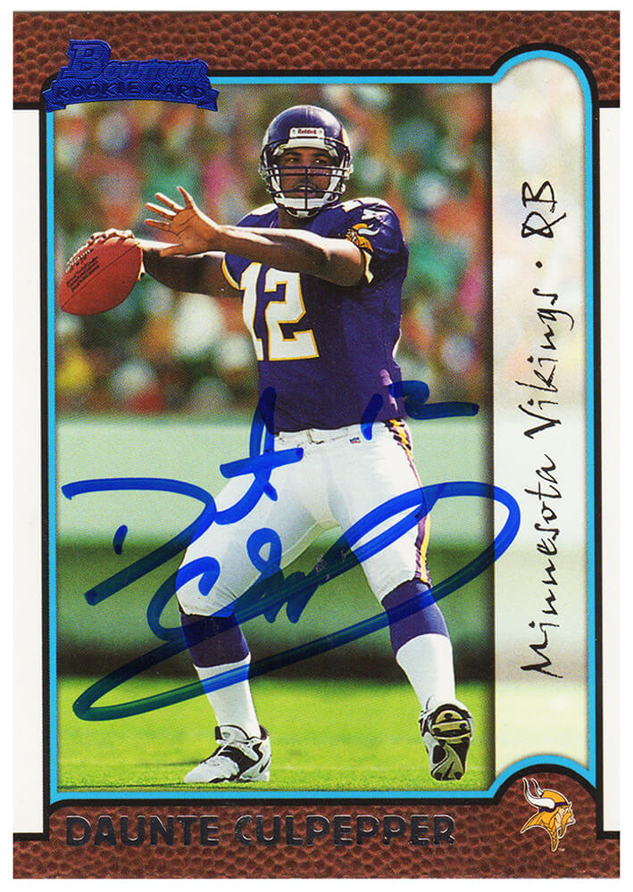 Daunte Culpepper Signed Minnesota Vikings 1999 Bowman Rookie Football Trading Card #166 - CULCAR310 - Daunte Culpepper Signed Minnesota Vikings 1999 Bowman Rookie Football Trading Card #166 product image