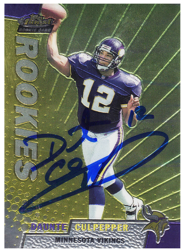 Daunte Culpepper Signed Minnesota Vikings 1999 Topps Finest Rookie Football Trading Card #151 - CULCAR314 - Daunte Culpepper Signed Minnesota Vikings 1999 Topps Finest Rookie Football Trading Card #151 product image