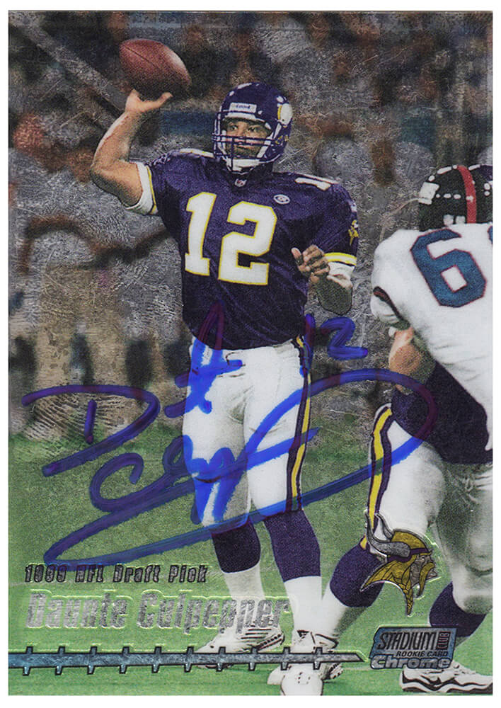 Daunte Culpepper Signed Minnesota Vikings 1999 Stadium Club Chrome Rookie Football Trading Card #119 - CULCAR315 - Daunte Culpepper Signed Minnesota Vikings 1999 Stadium Club Chrome Rookie Football Trading Card #119 product image