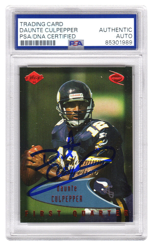 Daunte Culpepper Signed Vikings 1999 Edge Odyssey Rookie Football Card #83 - (PSA Encapsulated) - CULCAR326 - Daunte Culpepper Signed Vikings 1999 Edge Odyssey Rookie Football Card #83 - (PSA Encapsulated) product image