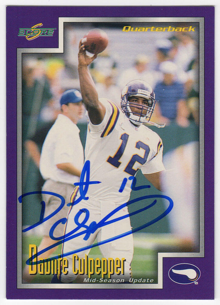 Daunte Culpepper Signed Vikings 1999 Score Supplemental Rookie Football Card #S83 - CULCAR328 - Daunte Culpepper Signed Vikings 1999 Score Supplemental Rookie Football Card #S83 product image