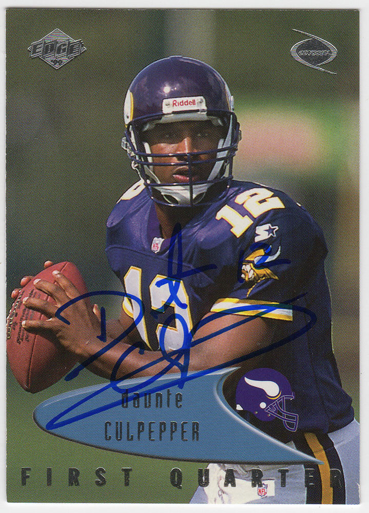 Daunte Culpepper Signed Vikings 1999 Collector's Edge Odyssey Rookie Football Card #83 - CULCAR329 - Daunte Culpepper Signed Vikings 1999 Collector's Edge Odyssey Rookie Football Card #83 product image