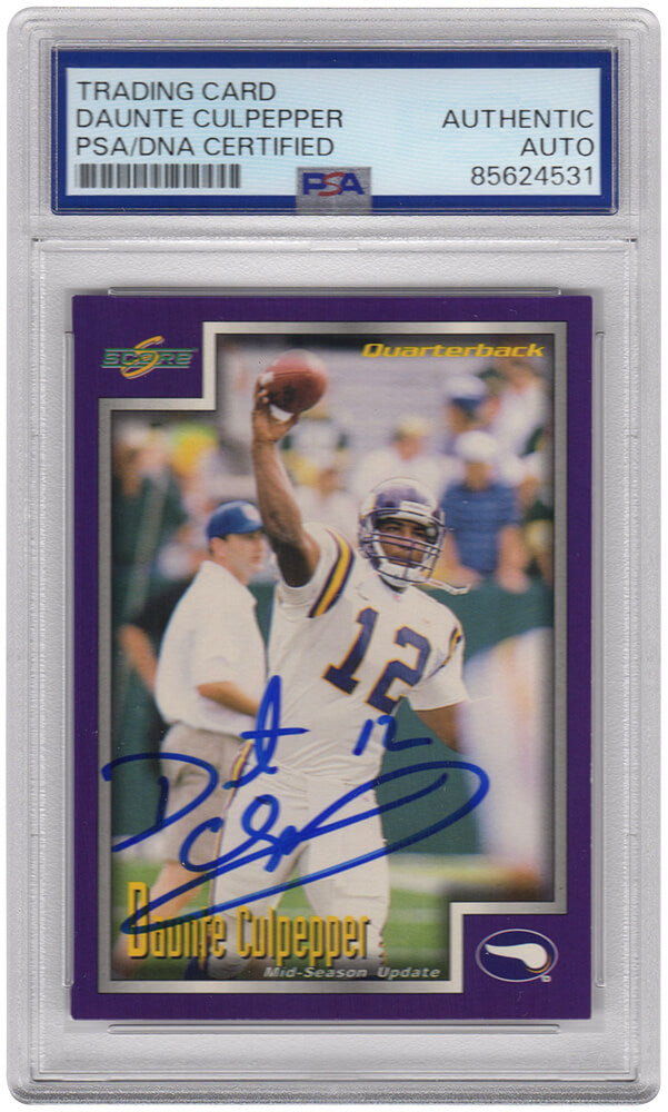 Daunte Culpepper Signed Vikings 1999 Score Supplemental Rookie Football Card #S83 - (PSA Encapsulated) - CULCAR332 - Daunte Culpepper Signed Vikings 1999 Score Supplemental Rookie Football Card #S83 - (PSA Encapsulated) product image