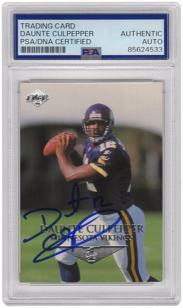 Daunte Culpepper Signed Vikings 1999 Edge Rookie Football Trading Card #177 - (PSA Encapsulated) - CULCAR333 - Daunte Culpepper Signed Vikings 1999 Edge Rookie Football Trading Card #177 - (PSA Encapsulated) product image