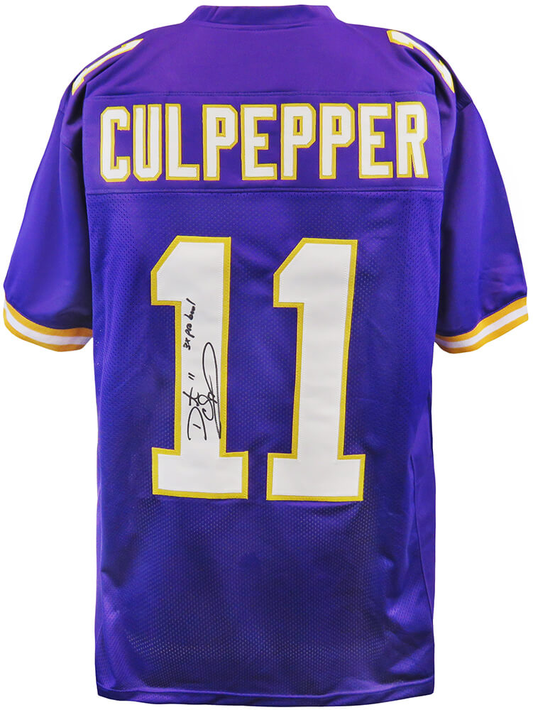 Daunte Culpepper Signed Purple Throwback Custom Football Jersey w/3x Pro Bowl - CULJRY313 - Daunte Culpepper Signed Purple Throwback Custom Football Jersey w/3x Pro Bowl product image