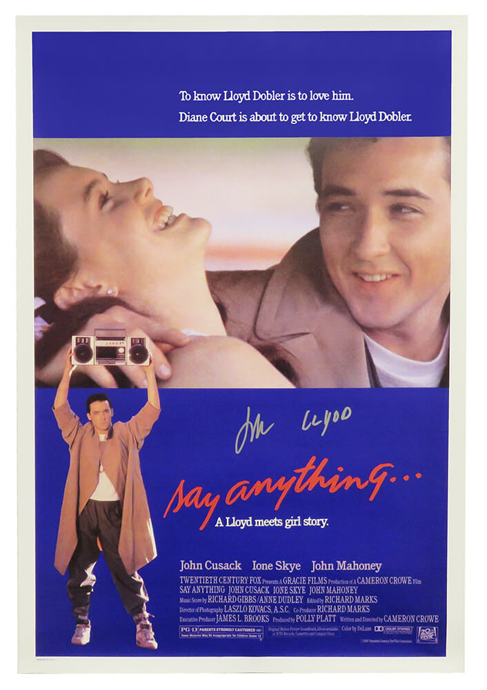 John Cusack Signed Say Anything 27x40 Full Size Movie Poster w/Llyod - CUSPST506 - John Cusack Signed Say Anything 27x40 Full Size Movie Poster w/Llyod product image