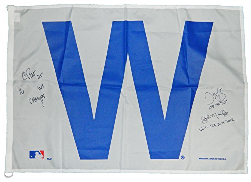 Chris Bosio, John Malle & Dave Martinez Triple Signed Chicago Cubs 27x37 White W Flag w/3 Inscriptions - BOSFLG110 - Chris Bosio, John Malle & Dave Martinez Triple Signed Chicago Cubs 27x37 White W Flag w/3 Inscriptions product image